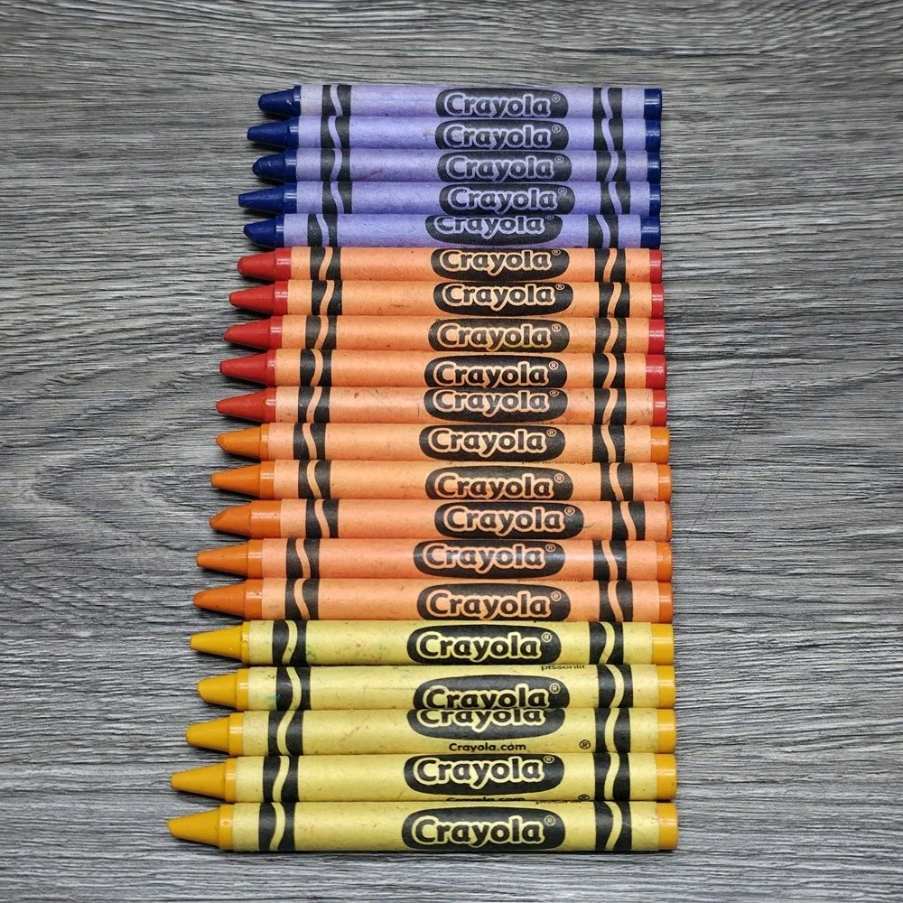 5 Sets Of 4 Rare Crayola Colors - Dandelion, Yellow Orange, Red Orange, Cerulean